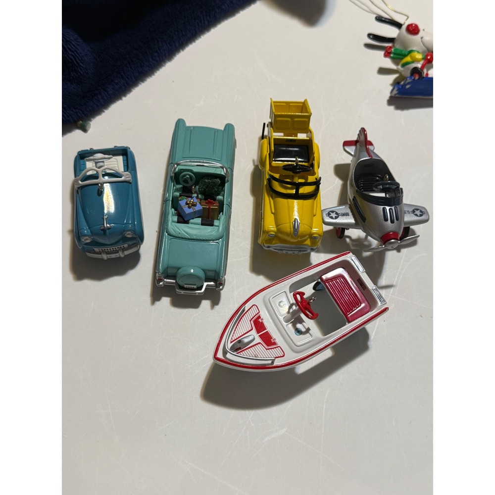 Hallmark Keepsake Kiddie Car Classics Ornament Set 5pc Metal Boat Plane Truck